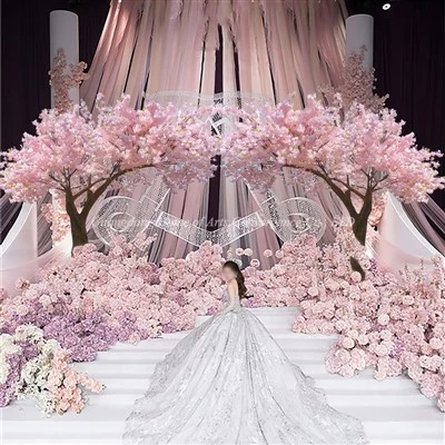 Rožinė dirbtinė Sakura medžio arka